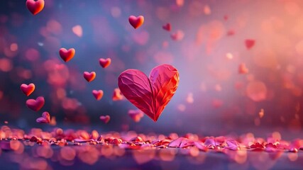 Aufkleber - A collection of pink hearts hovers in a dreamy atmosphere, creating a romantic feel. The background features soft light and bokeh effects, enhancing the enchanting ambiance.