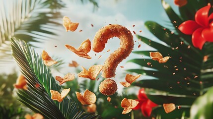 Wall Mural - Question mark shaped snack in tropical setting.