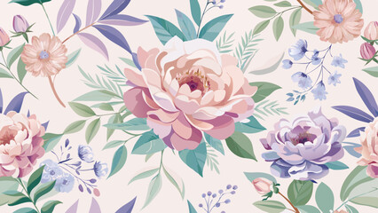  Pastel shades of flowers on a light background