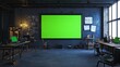 © Abul - Room with green screen and desks.