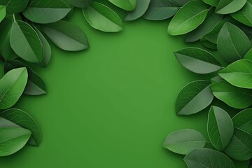 Wall Mural - Fresh Green Leaves on Vibrant Background