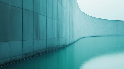 Sticker - Serene Aqua Wall with Reflective Water Surface