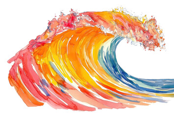 Wall Mural - PNG Wave watercolor painting ocean.