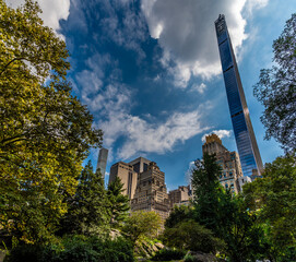 Wall Mural - A view south east towards the skyline from the lower end of Central Park in Manhattan, New York, in the fall