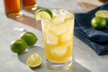 Wall Mural - Refreshing Ginger Ale with Lemon and Lime