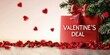 © Pixelbiz - Valentine's special deal sale banner concept. A festive Valentine's Day gift box with a red bow, surrounded by rose petals and hearts, celebrating romantic deals.