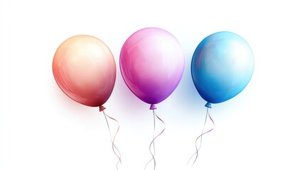 Wall Mural - Three pastel balloons on white background.