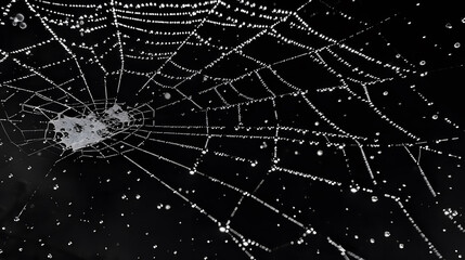 of Spider web covered in water