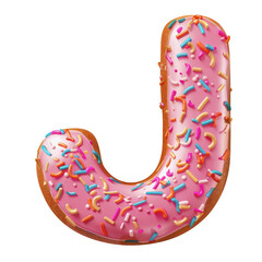 Poster - Letter J png 3D donut alphabet, transparent background