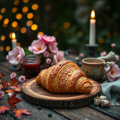 Wall Mural - romantic breakfast with croissant