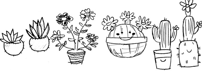 Wall Mural - a hand-drawn bouquet of sunflowers, designed as an anti-stress sketch for an adult coloring book in 