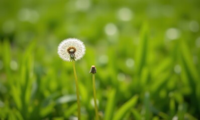 Canvas Print - Two dandelion puff balls in sunlight