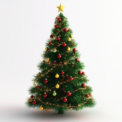 Wall Mural - A white background featuring a 3D rendered Christmas tree.