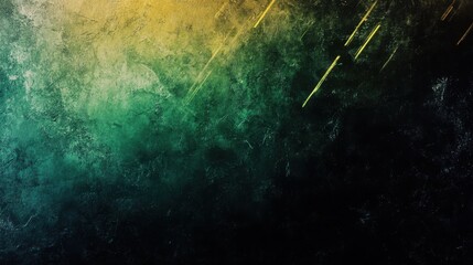 Abstract dark green and yellow textured background with light streaks