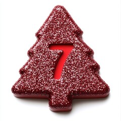 Wall Mural - A 3D rendering of the number 7 in a font designed for Christmas tree decorations.