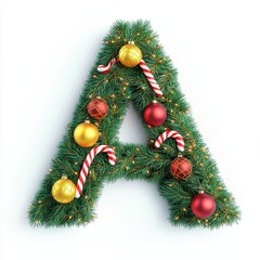 Wall Mural - A 3D letter A in a festive Christmas font, set against a white background.