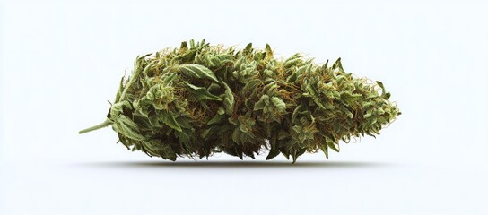 Wall Mural - Close-up of a cannabis bud, isolated on white background.