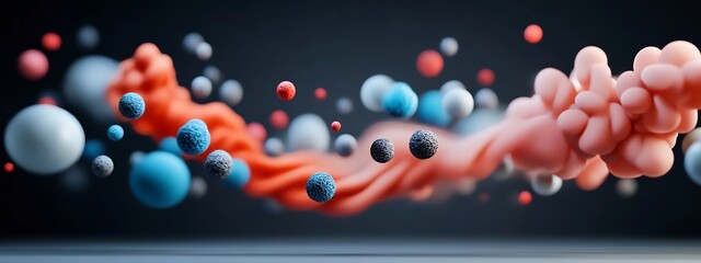 Captivating particle wave diffraction experiment visualized in a fluid abstract composition featuring dynamic spherical forms vibrant colors and diffusing energy patterns