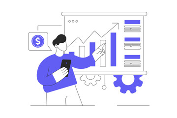 Wall Mural - business analytics monitoring web concept. reporting dashboard and data analytics research for busin
