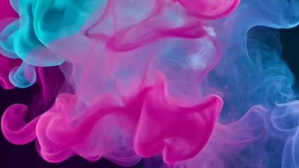 Wall Mural - Colorful and ethereal smoke swirls in pink and blue create mesmerizing abstract background, showcasing fluid motion and artistic texture for creative inspiration.