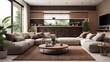 © Nirwasita - Modern Garden Soil Brown Home interior, living and kichen room concept design, cozy house
