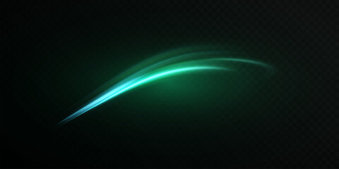 Leinwandbilder - Light bright green glowing colorful curved line with magic light effect. Glow effect for game interface design and illustrations.