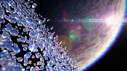 Poster - Exploring the beauty of crystal formations and light reflections in a cosmic space environment