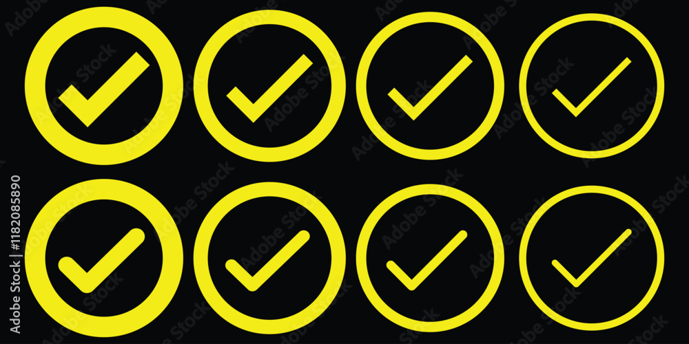 Checkmark icon. Checked checkbox sign. Approved symbol. Outline Tick ...