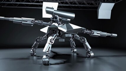 Leinwandbilder - Innovative robotic design showcasing advanced mechanics and weaponry capabilities in a modern studio environment
