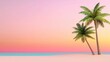 Serene Tropical Beach at Sunset with Palm Trees and Colorful Sky