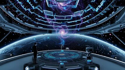 Leinwandbilder - Exploring futuristic space environments with advanced technology in a digital realm