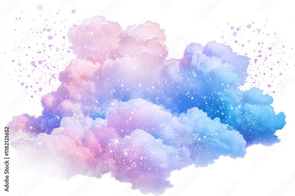 Image Of Soft Pastel Clouds with Twinkling Sparkles, Magical and Dreamy ...