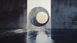 © Graphic - Large, round, grey object is in the middle of a room. The room is empty and has a very cold, industrial feel
