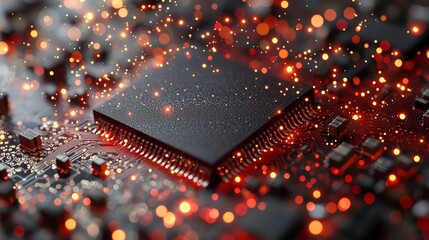 Blockchain concept with big data and binary code, embodying futuristic information technology and data flow
