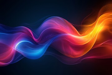 A dynamic, vibrant array of abstract motion curves and light beams racing across a dark backdrop