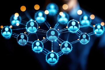 Wall Mural - conceptual illustration of a digital network connecting diverse people through technology and social