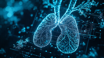 Wall Mural - Digital Lungs A Futuristic Medical Visualization