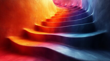 Wall Mural - A colorful staircase with a red, orange, and yellow color scheme