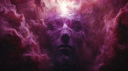 Wall Mural - A deep space fantasy galaxy concept visualized in 3D, with a vibrant purple space nebula and twinkling stars, suitable for cosmic art and sci-fi designs