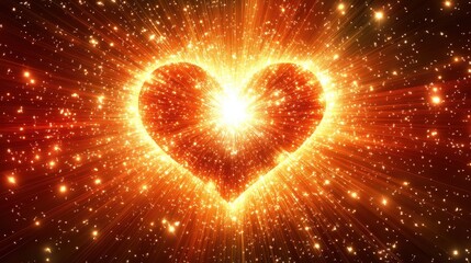 Poster - Abstract Firework Evocation of a Heart Shaped Form in Bright Colors