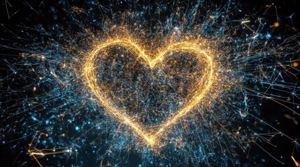 Wall Mural - Abstract Heart-Shaped Firework Evocation with Sparkling Light Effects