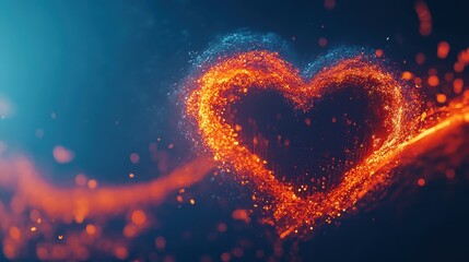 Wall Mural - vibrant abstract heart shaped firework display in dark background
