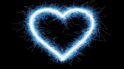 Wall Mural - Conceptual Embodiment of Heart Shaped Firework Against Black Background