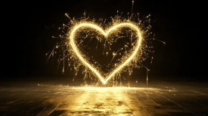 Wall Mural - Conceptual Heart Shaped Firework Evocation for Celebratory Themes