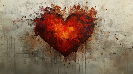 Wall Mural - conceptual evocation of a heart shaped firework display art