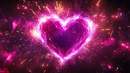 Wall Mural - conceptual interpretation of heart shaped fireworks display