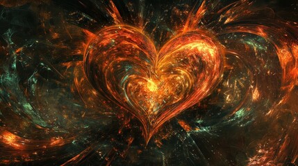 Wall Mural - digital art of heart shaped firework with futuristic design