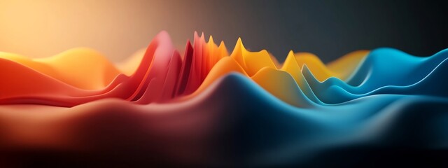 Mesmerizing 3D Visualization of Wave Packet Diffraction and Frequency Spreading An abstract dynamic animation showcasing the captivating behavior of a wave packet as it undergoes diffraction