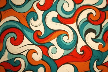 Colorful Abstract Swirl Patterns in Blue, Red, and Orange Vibrant Art Design