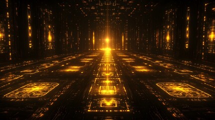 Wall Mural - futuristic light pathway virtual realm digital art sci-fi environment perspective view conceptual de